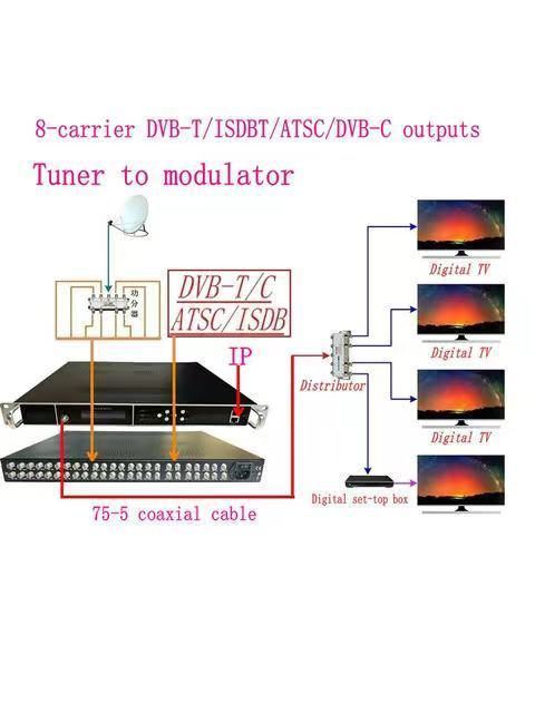 FTA 4 8 12 16 20 24-channel satellite TV signal receiver DVB-S2 tuner to RF digital signal DVBT modulator QAM modulator