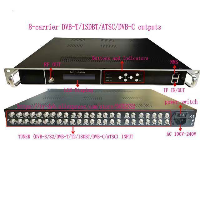 FTA 4 8 12 16 20 24-channel satellite TV signal receiver DVB-S2 tuner to RF digital signal DVBT modulator QAM modulator