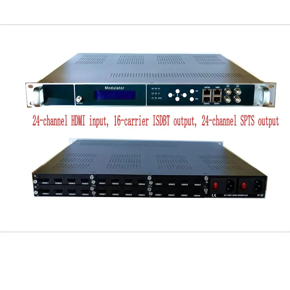 24 port digital headend H264 HD to DVB-C DVB-T ISDBT ATSC RF modulator HD 16-carrier encoder modulator