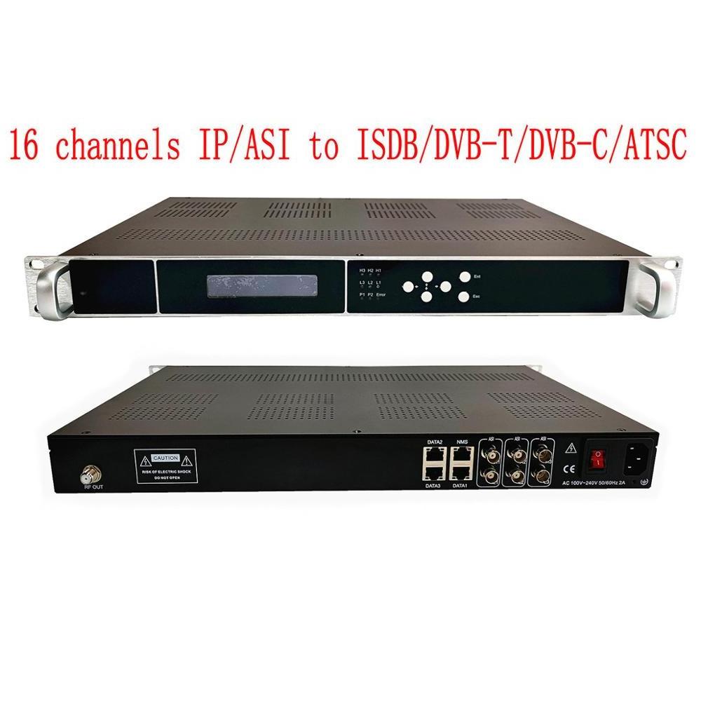 16-Channel Ip Asi To Rf Dvb-T Dvb-C Atsc Isdb-T For Broadcast Tv Signals Ip Qam Modulator For Coaxial Cable Tv Modulator