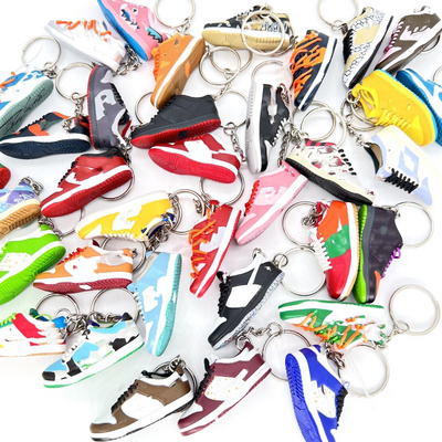 Hot-sale PVC Dunks Sneaker Keychain J ordan Keychain 3D Mini Sneaker with box