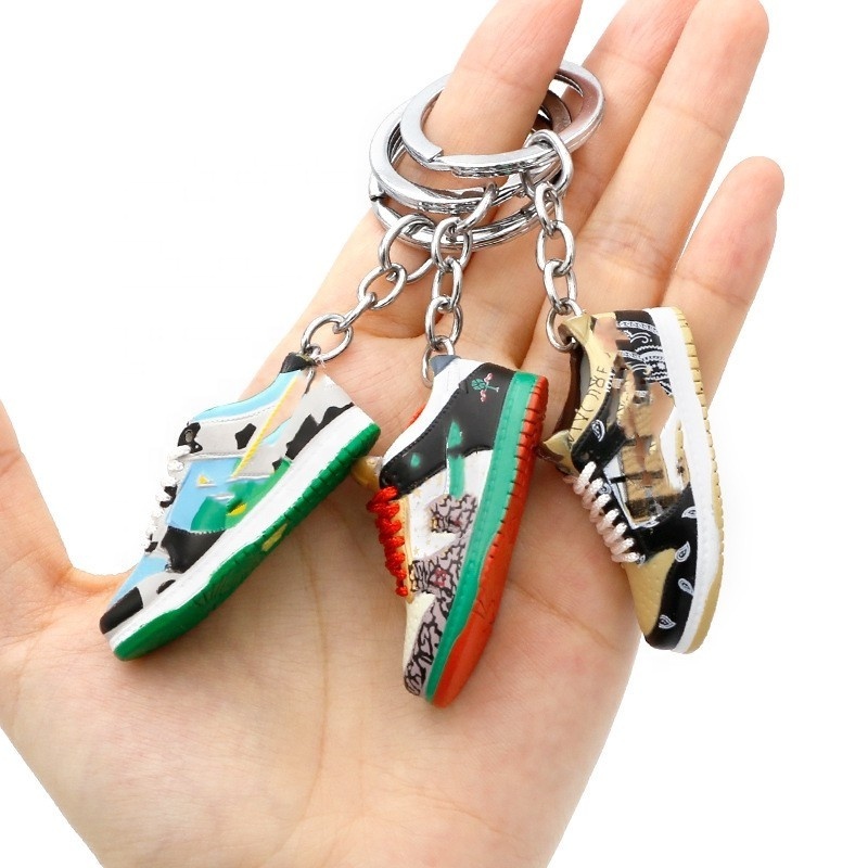 Hot-sale PVC Dunks Sneaker Keychain J ordan Keychain 3D Mini Sneaker with box