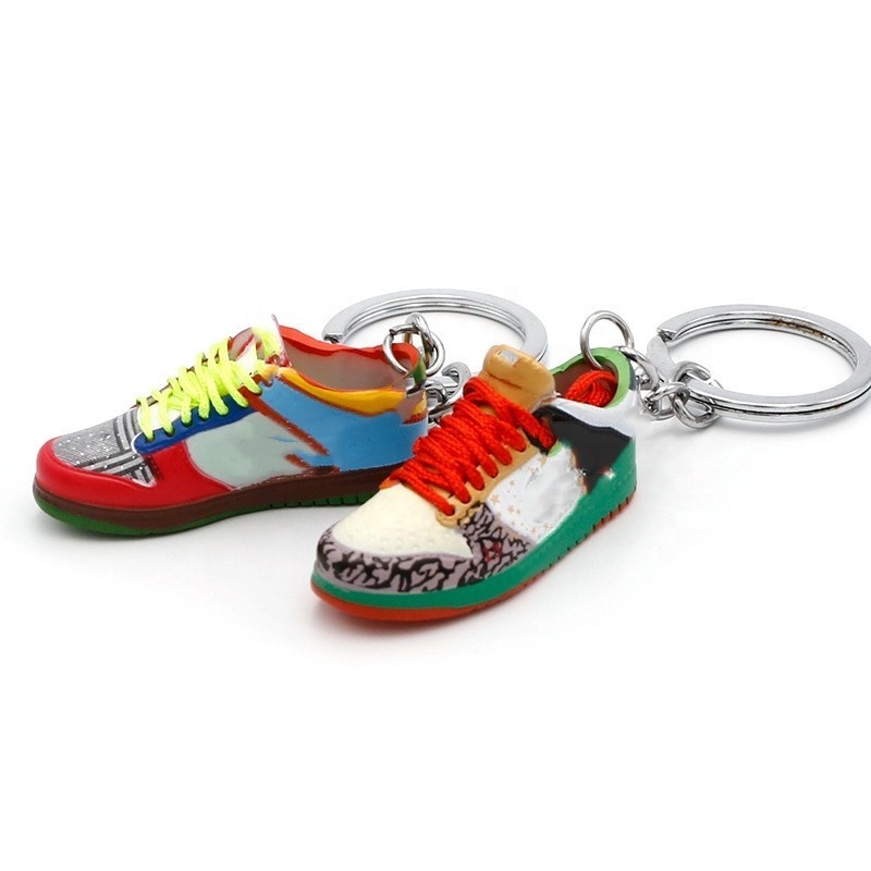 Hot-sale PVC Dunks Sneaker Keychain J ordan Keychain 3D Mini Sneaker with box