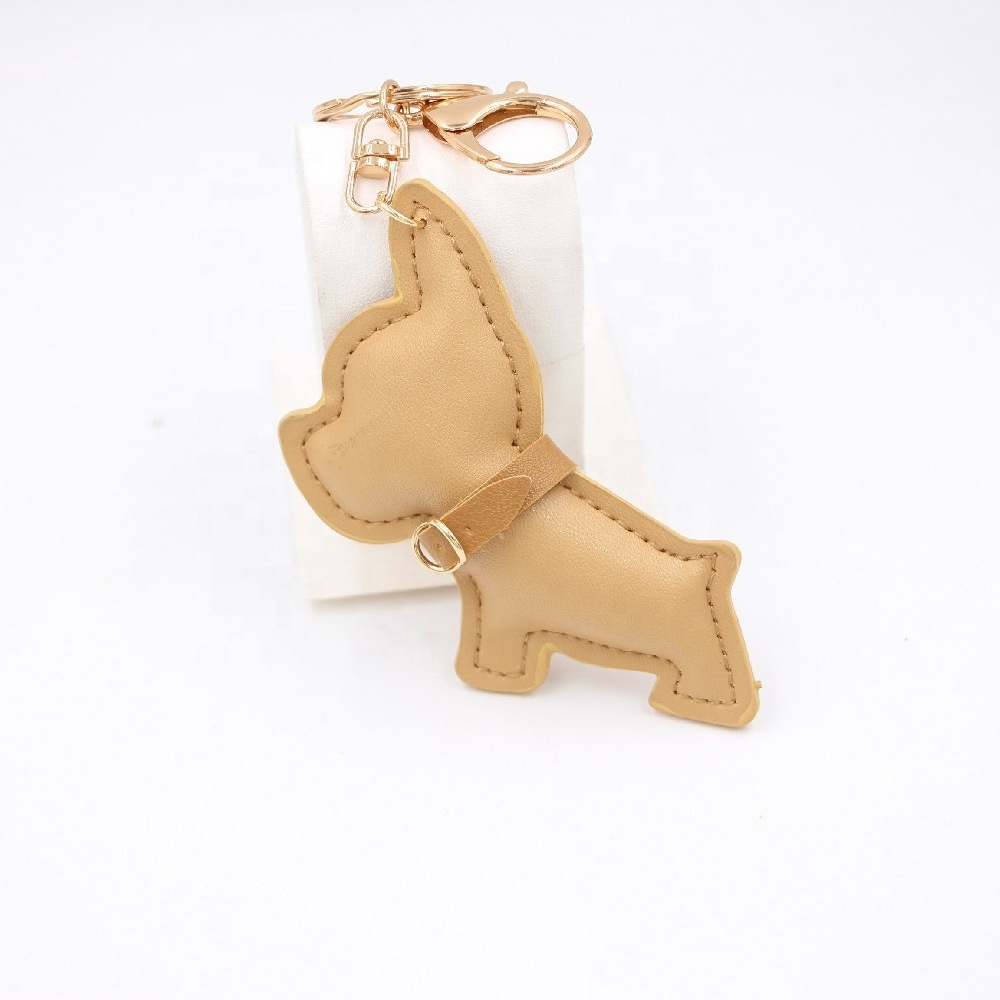 Cute PU Leather Animal Keychain, Cute Colorful French Bulldog Pendant, Funny Bag Ornament Accessories