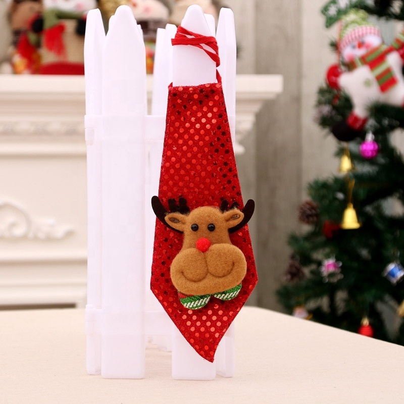 Sequins Santa Claus Snowman Reindeer Bear Christmas Decoration Tie For Home Xmas Kids Toy