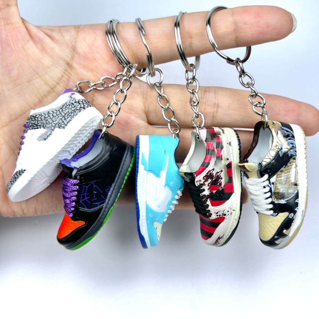 Hot-sale PVC Dunks Sneaker Keychain J ordan Keychain 3D Mini Sneaker with box