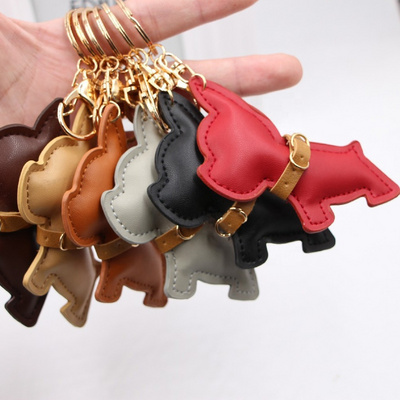 Cute PU Leather Animal Keychain, Cute Colorful French Bulldog Pendant, Funny Bag Ornament Accessories