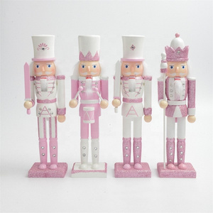 Christmas Creative Decoration 30 cm 12 Inch Pink Color Wooden Nutcracker Soldier Table Ornaments