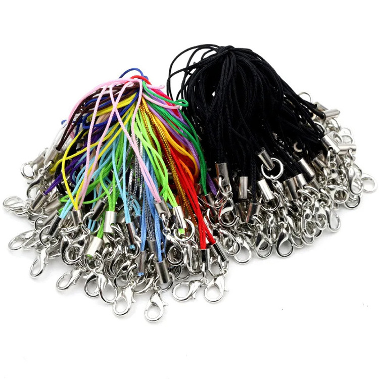 Black Polyester Ring Lanyard Lanyard Lariat Strap Cords Clasp Rope Keychains Hooks Charms Keyring Jewelry DIY Material