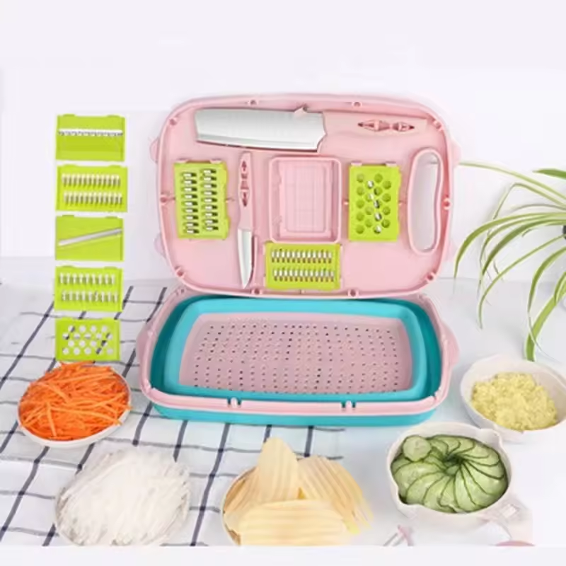 New 9-in-1 cutting board foldable fruit and vegetable filter basin slicer cutter camping cutting board set kitchen small tools