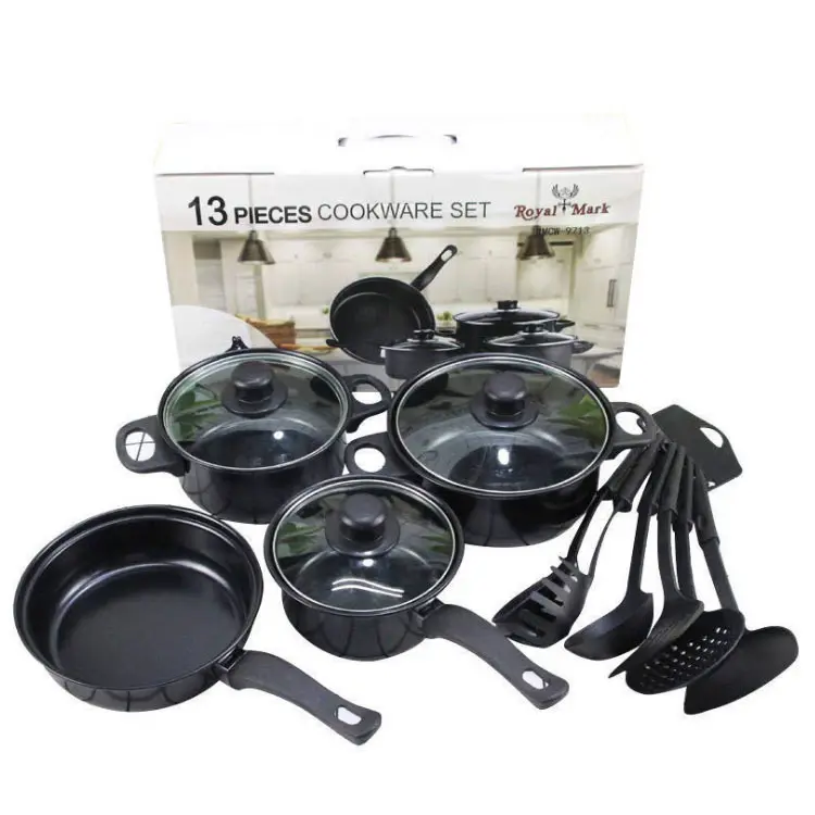 Hot Sale Wholesales Low Price Pots and Pans Set 13pcs Multi-function Stainless Steel Cookware Set with Whistling Kettle