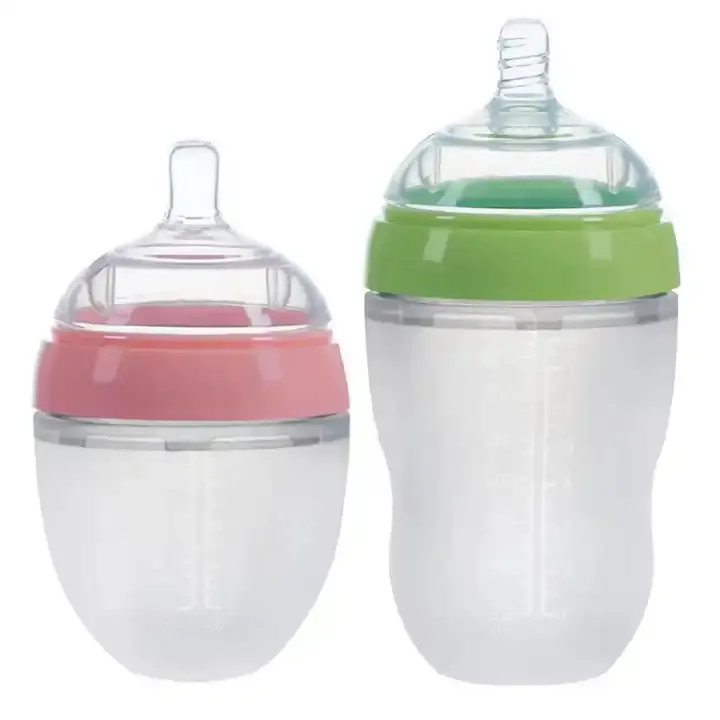 Hot Sale High Quality Anti Germ Baby Milk Bottles Silicone Baby Feeding Bottle for Newborn Baby Standard Cartoon