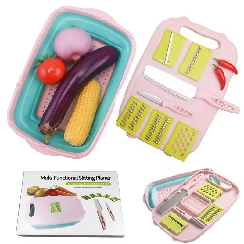 New 9-in-1 cutting board foldable fruit and vegetable filter basin slicer cutter camping cutting board set kitchen small tools