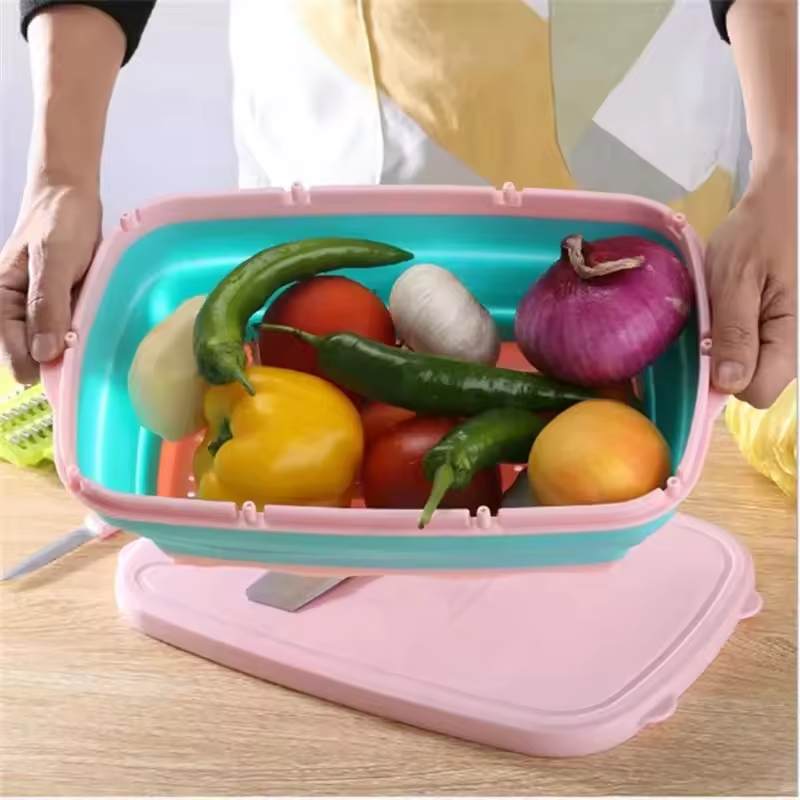 New 9-in-1 cutting board foldable fruit and vegetable filter basin slicer cutter camping cutting board set kitchen small tools