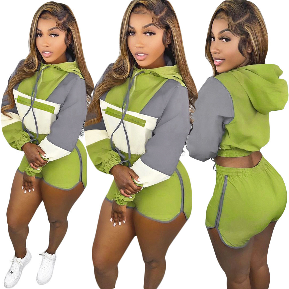 2022 Fall Womens Outfits Crop Top Hoodie Shorts 2 Piece Short Set Matching Sets Women Jogger Set Women Two Piece Pants