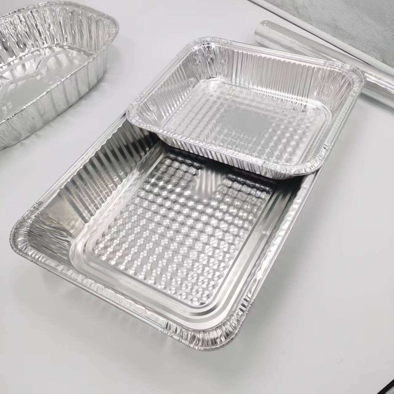 950ml Heavy Duty Disposable Aluminum Foil Container Food Takeout Cooking Bbq Grilled Fish Trays Aluminum Foil Trays With Lids