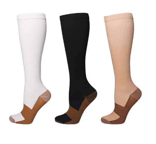 TZ Wholesale Custom Sport Unisex Copper Premium Nylon Fiber Compression Socks Organic Running Hiking Men Socks Knee  stocking