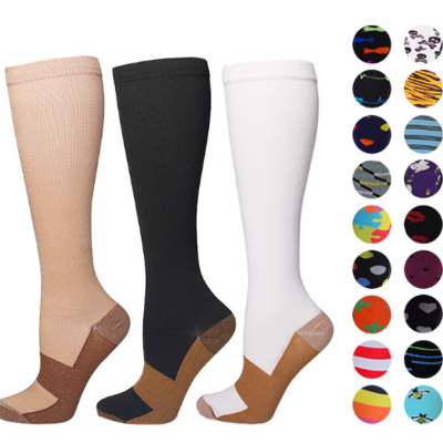 TZ Wholesale Custom Sport Unisex Copper Premium Nylon Fiber Compression Socks Organic Running Hiking Men Socks Knee  stocking