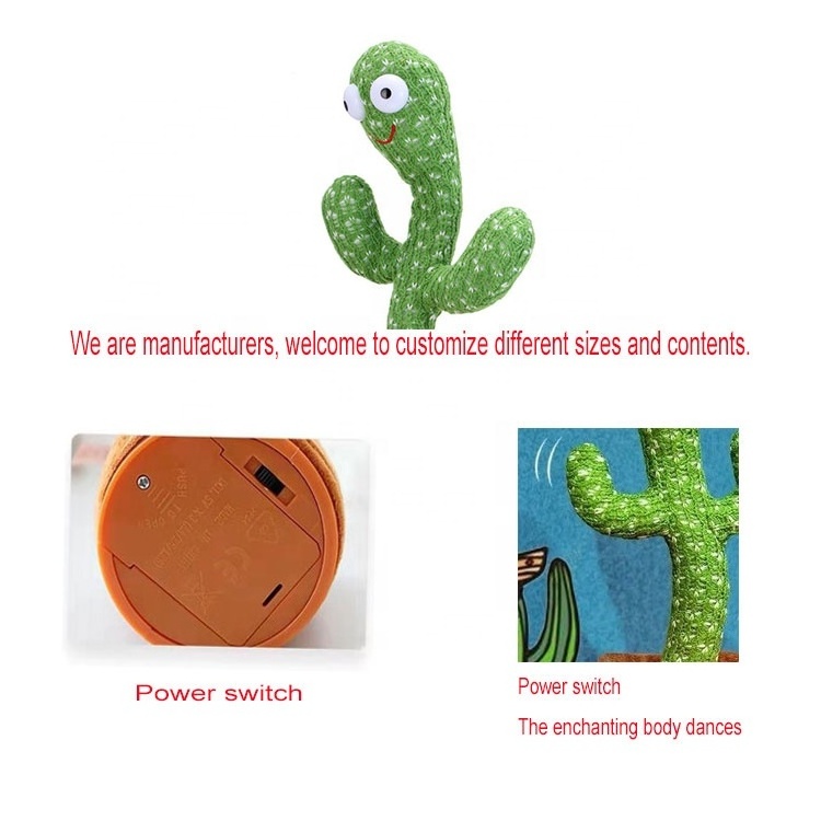 Hot Sale Soft Dancing Cactus Plush Toy Cartoon Factory Cheap Cactus Singing Dancing Talking Toys for Kids