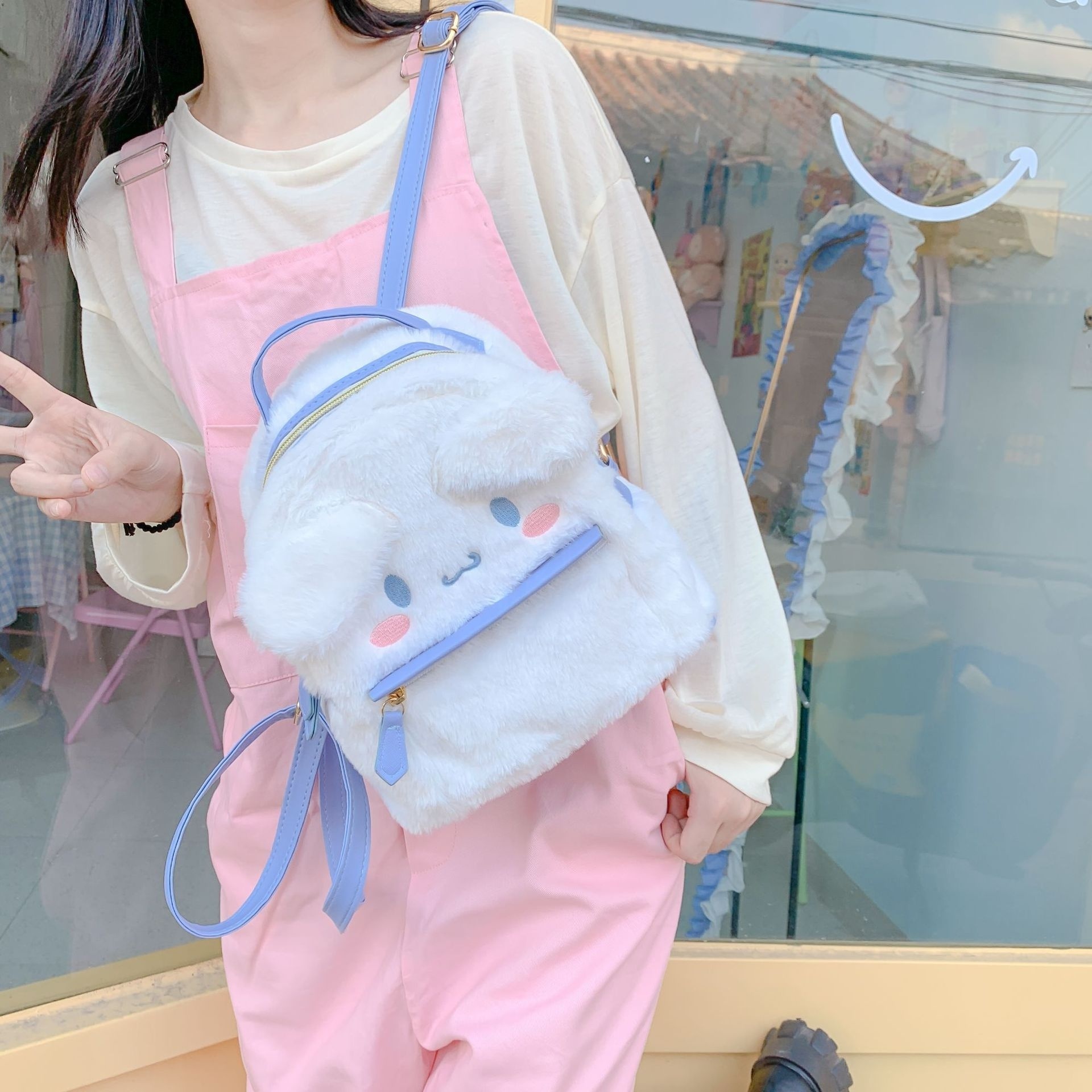 New Furry Sanrios Plush Backpack Kuromis Stuffed Animals Fashion Children's School Bag Cute Kitties Bags