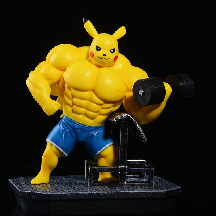 Gk Figurine Fitness Muscle Pikachus Squirtle Charmander Anime Action Figure Pokemoned Bodybuilding Series Kawaii Pvc Figure Doll