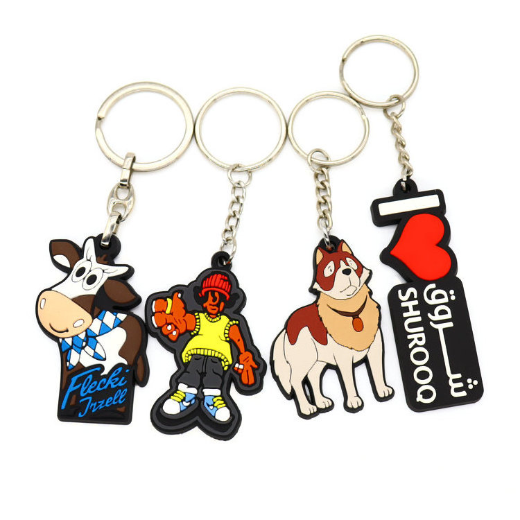 Personalized promotion gift plastic keychain cute cartoon anime rubber pvc keychain custom logo 2d 3d soft pvc rubber key chains