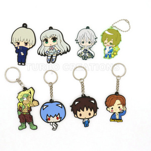 Silicone cartoon pendant mini 2d plastic hot custom anime keychain soft rubber anime keychain pvc 3d anime keychain for gifts