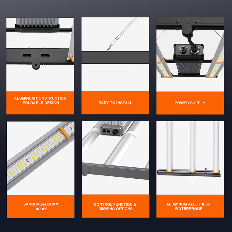 Bloom Flower Indoor Plant Grow Lights 6 8 Bar 770 Watt lm281b Samsung lm301b 650watt Led Grow Light 770w Foldable