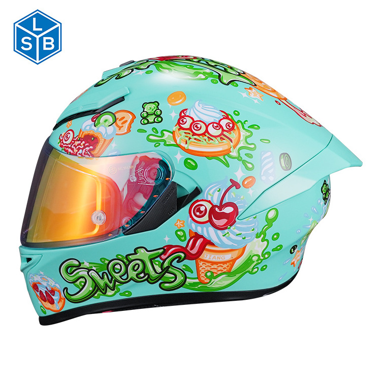 Factory Custom Funny Designs Dot Approved Comfortable Abs Full Face Modular Bike Motorcycle Helmet For Woman