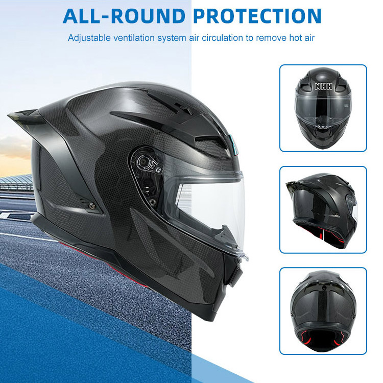 High-end Carbon Fiber Helmet OEM ODM Customized Cool Cascos Para Moto Black Breathable Full Face Motorcycle Helmets