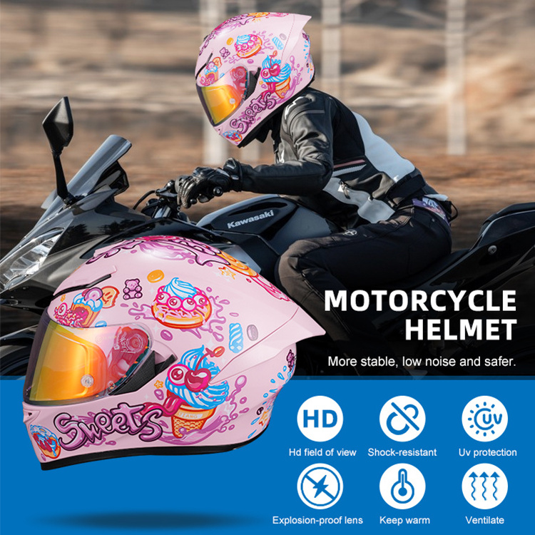 Factory Custom Funny Designs Dot Approved Comfortable Abs Full Face Modular Bike Motorcycle Helmet For Woman