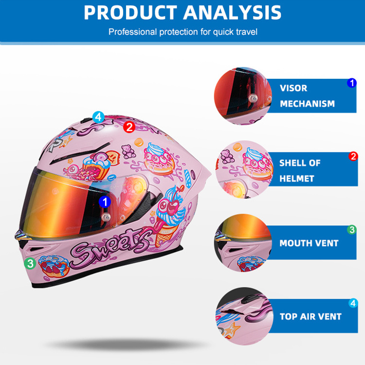 Factory Custom Funny Designs Dot Approved Comfortable Abs Full Face Modular Bike Motorcycle Helmet For Woman