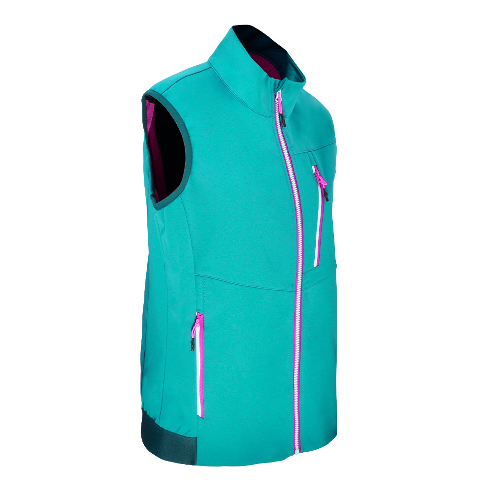 Women's Windproof Wtaterproof Hiking Soft Vest Outdoor Full Zip Sleeveless Jacket with Pockets