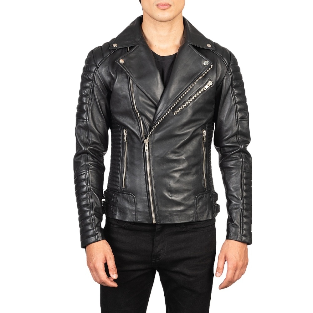 Genuine Sheepskin Bomber Leather Jacket Men Motorcycle Leather Jackets Multi Color Mens Leather Jacket