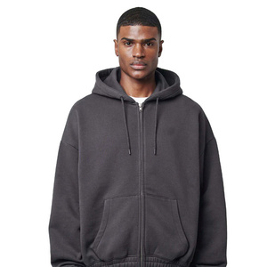 350gsm Custom High Quality Hoodie Blank Oversized Fleece Cotton Blank Zip Up Hoodie Men