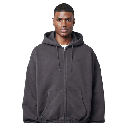 350gsm Custom High Quality Hoodie Blank Oversized Fleece Cotton Blank Zip Up Hoodie Men