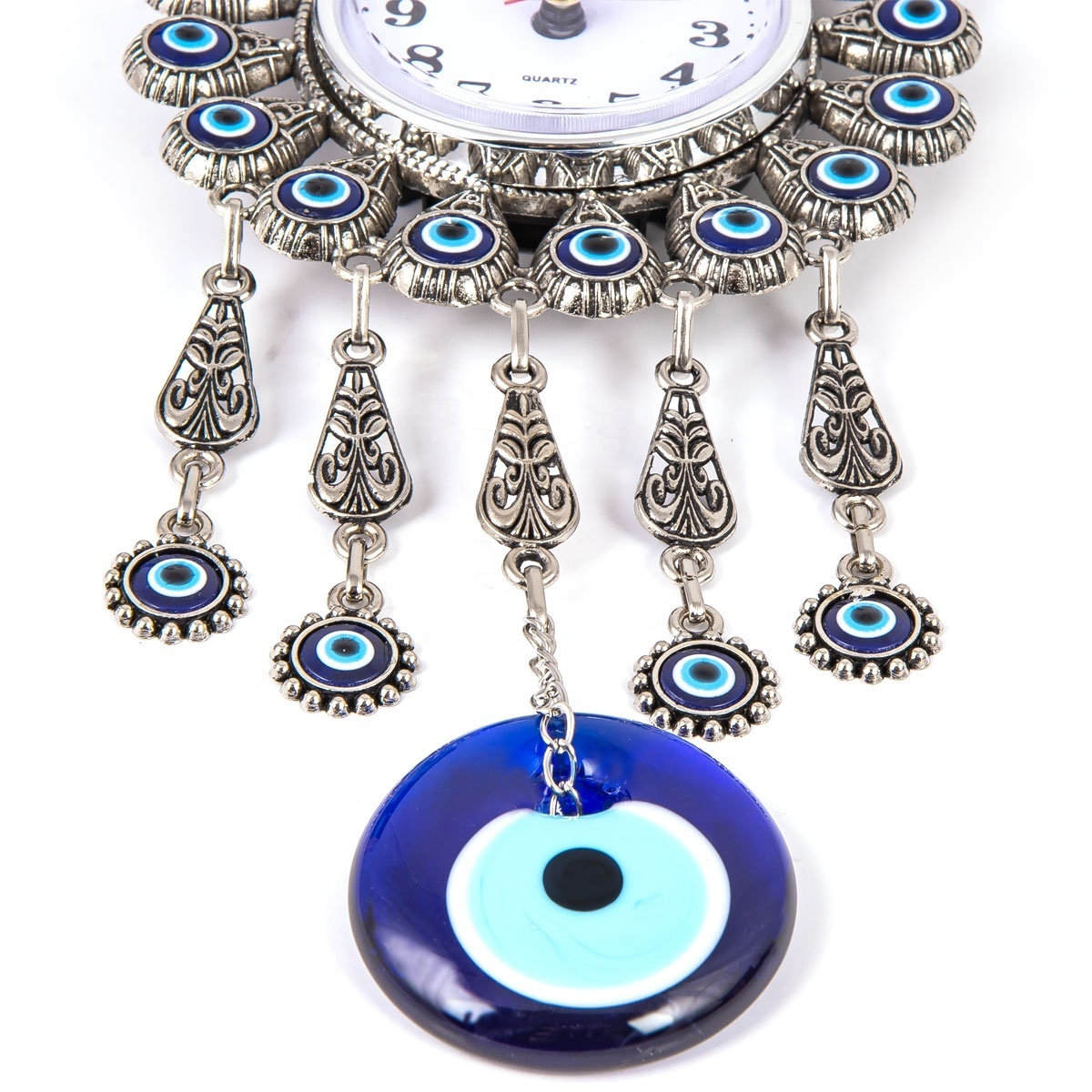 Clock Wall Hanging Decoration With Hand made Glass Evil Eye Bead From TURKEY