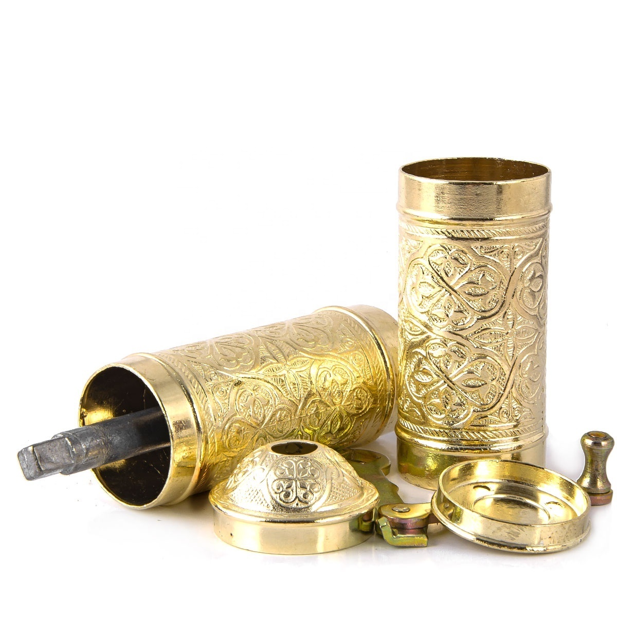 Gold Colored  Long Spice & Coffee  Manual Mill Grinder  From Turkey