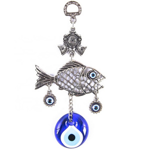 Lacy Fish Wall Hanging Decoration With Hand made Glass Evil Eye From TURKEY