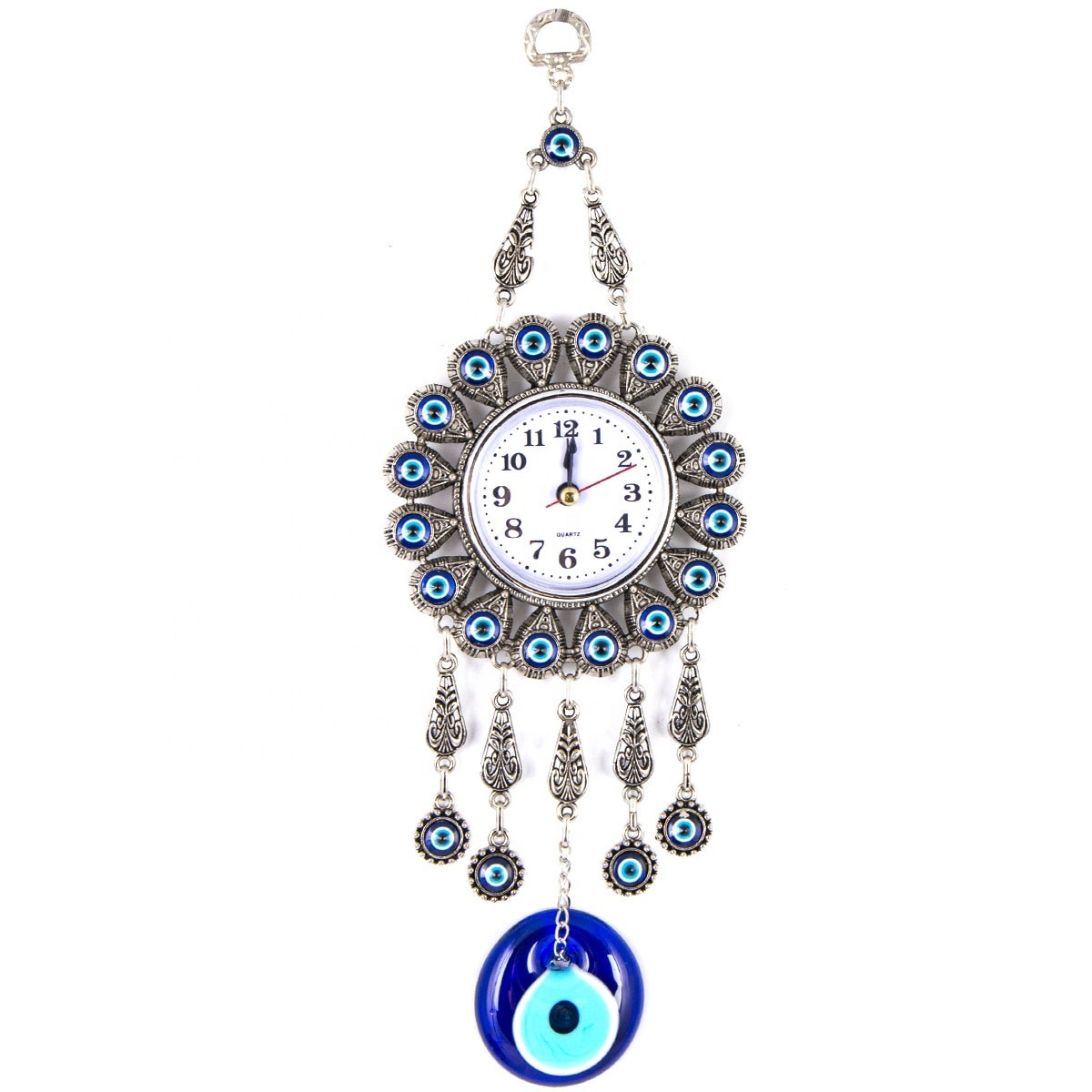 Clock Wall Hanging Decoration With Hand made Glass Evil Eye Bead From TURKEY