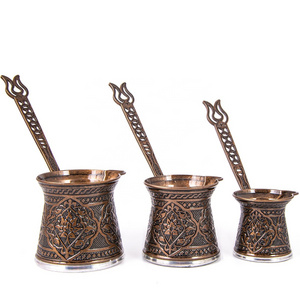 Rustic Traditional Turkish Coffee Pot Set of 3