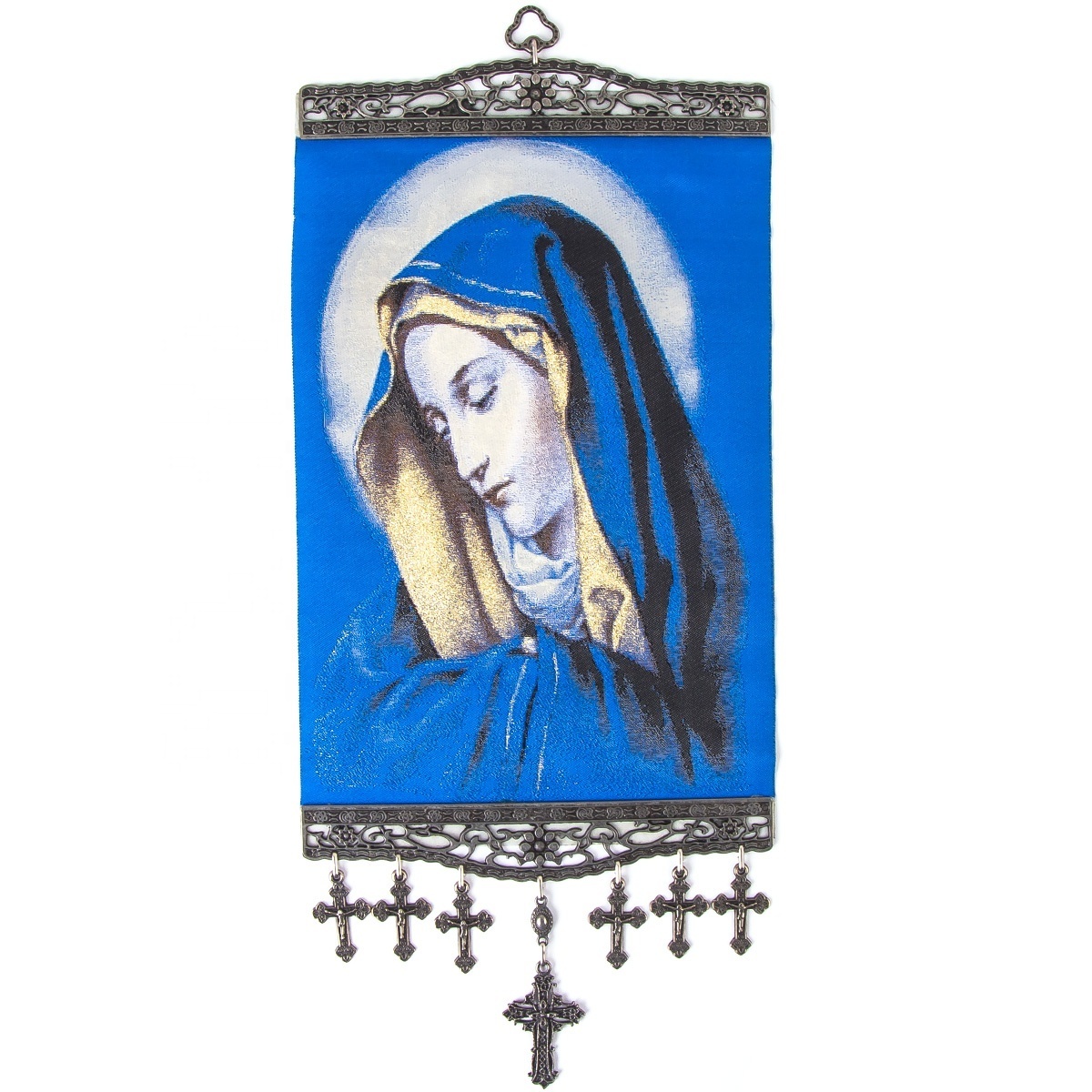 20 Cm Wall Decoration With Turkish Woven Fabric With Christian Orthodox and Catholic icon From Turkey