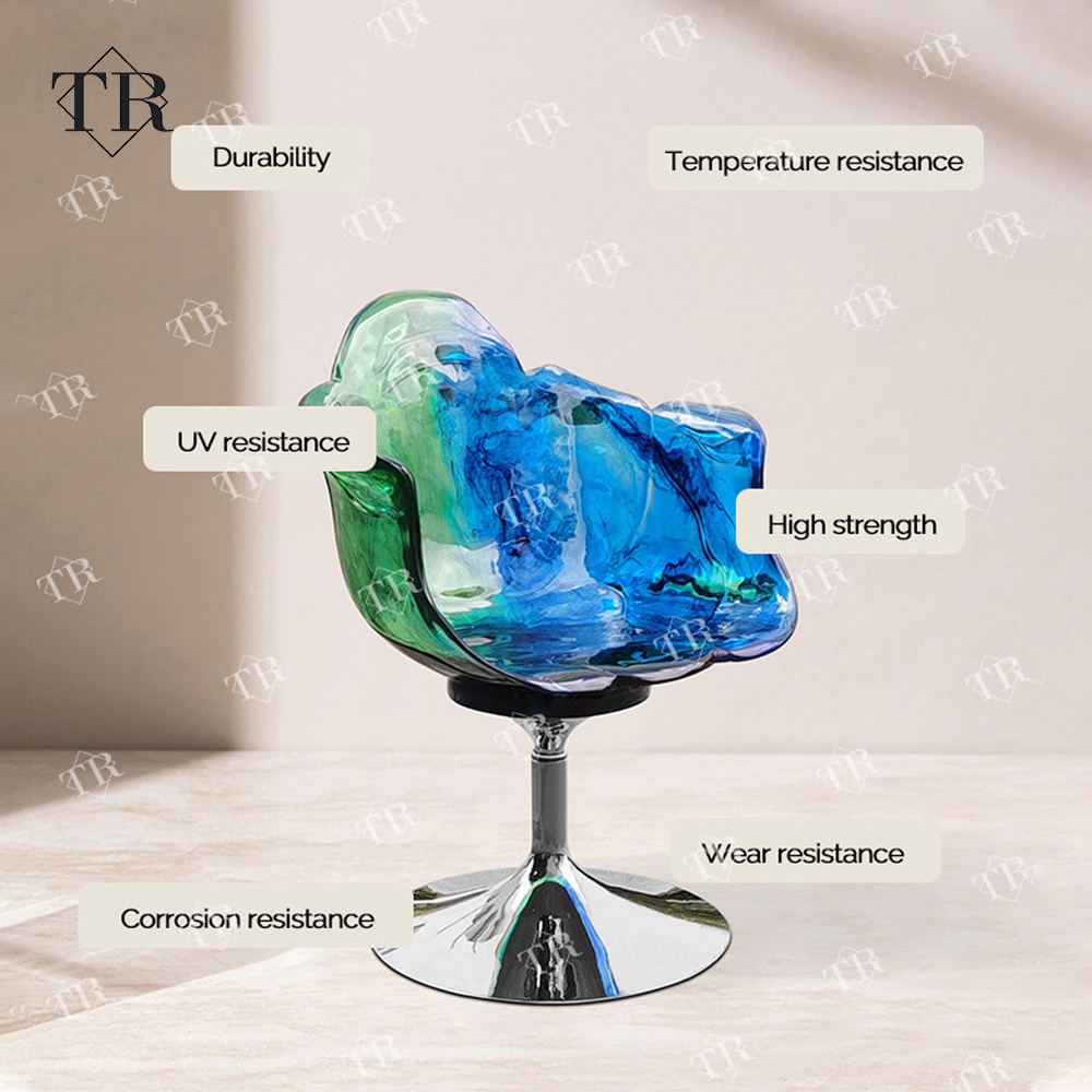 Turri Custom Polycarbonate Petal Flower Bar Dining Chair Rotating Base And Armrest Flower Design Unique Acrylic Dining Bar Chair