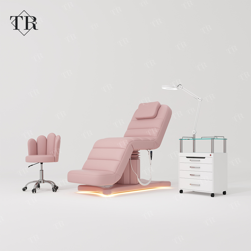 Turri Professional Pink Massage Hydraulic Leather Electric Spa Beauty Facial Aesthetic Salon Cosmetic Bed Chair Set