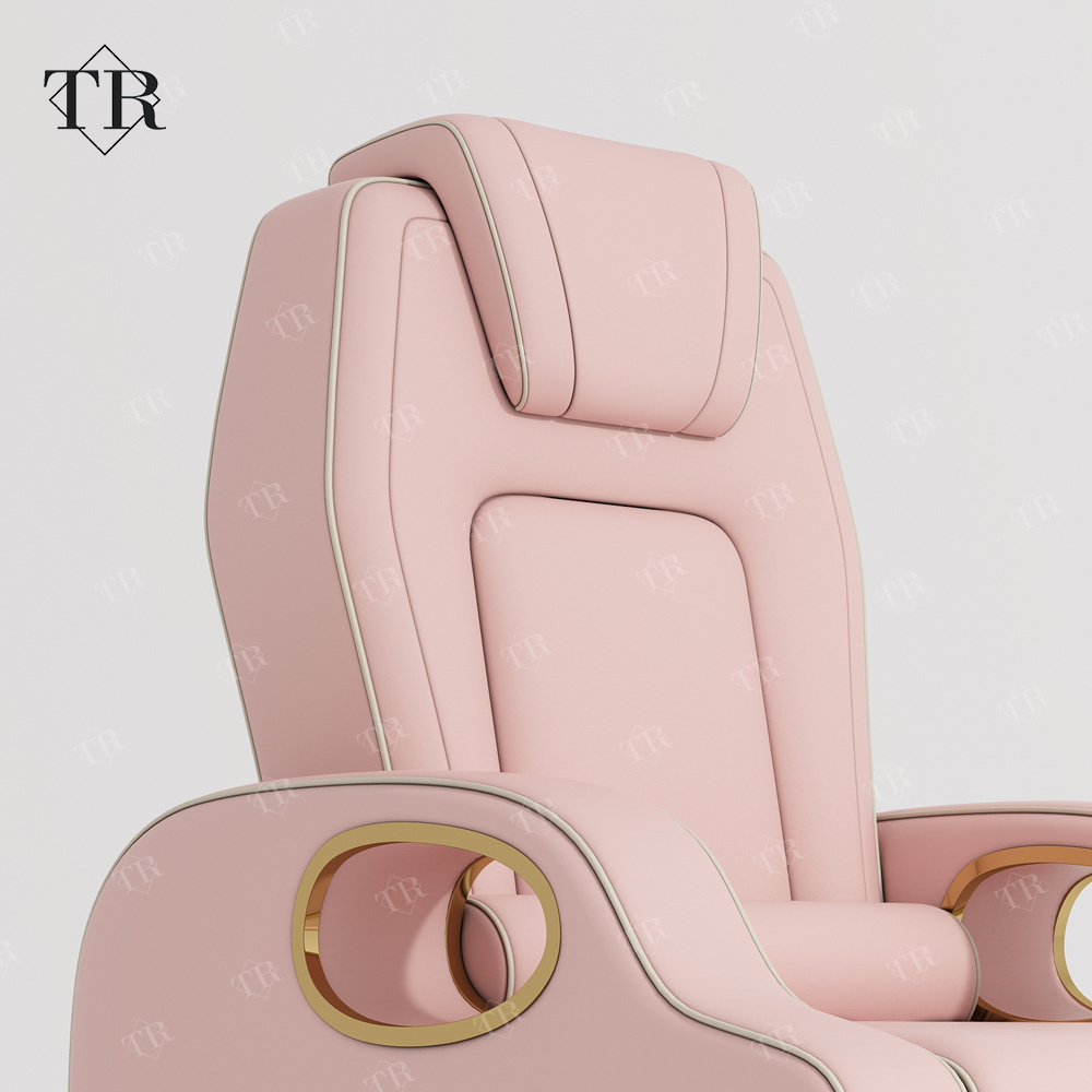 Portable Professional Pink No Plumbing Plumbless Pipeless Reclining Salon Pedicure Chairs Foot Massage Spa Luxury Chair For Sale