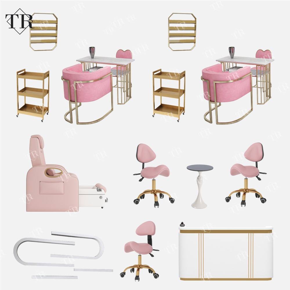 Turri Custom Pink Pedicure Manicure Nail Beauty Salon Station Furniture Chairs Table  Foot Massage Spa Luxury Chair For Sale