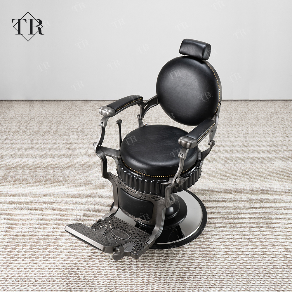 Reclining Hair Cutting Hairdressing Barber Styling Chair Foldable Barber Shop Adjustable Height Hydraulic Leather Modern