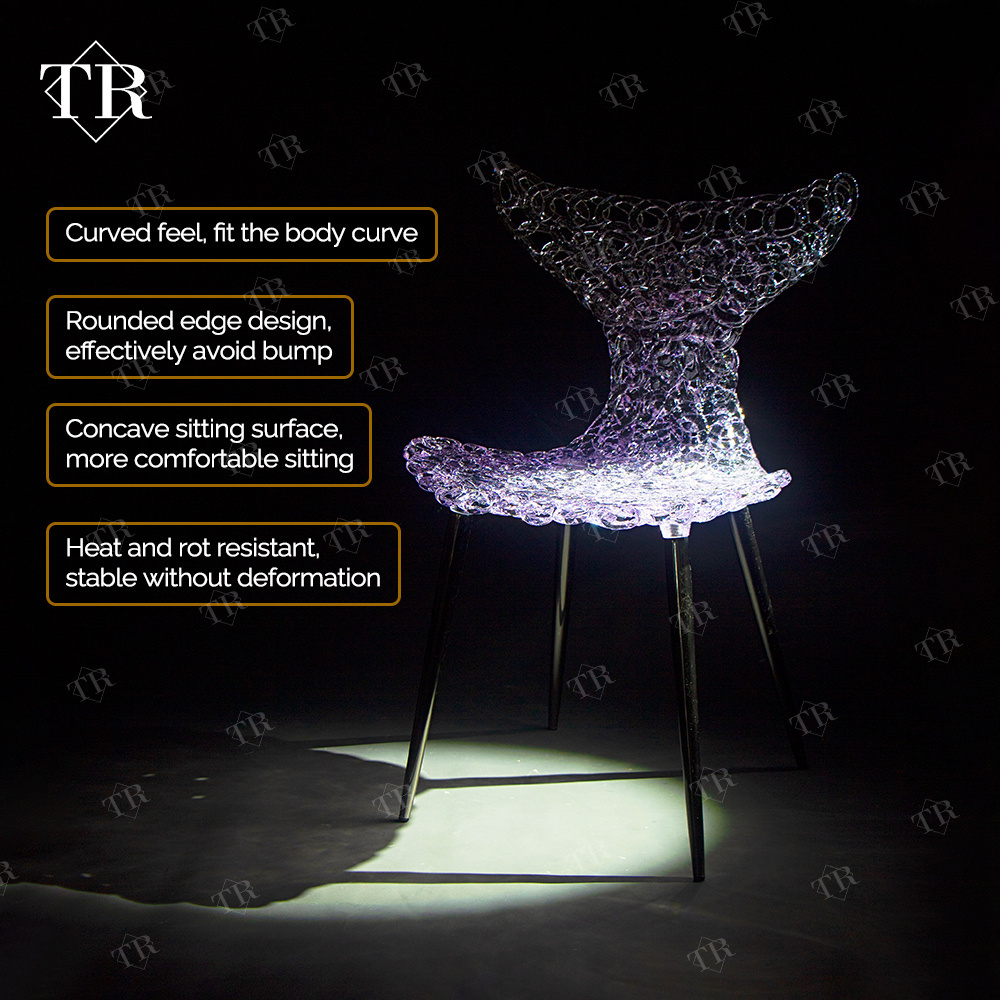 Turri Ergonomic Leisure  Fiber Optic Clear Transparent Chair Elegance Crystal Ice Stacking Fishtail Mermaid Unique Seat Stool