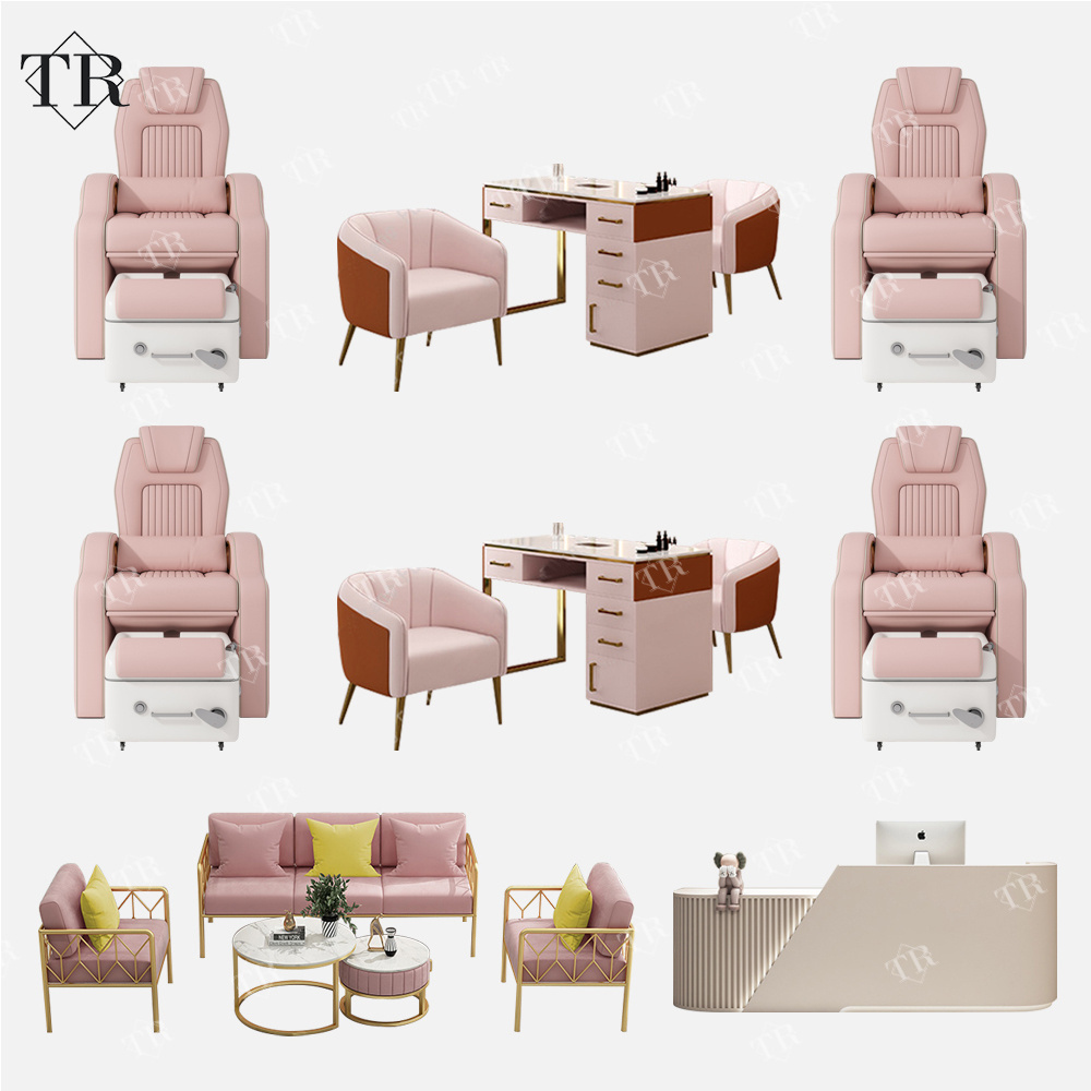 Turri Custom Pink Pedicure Manicure Nail Beauty Salon Station Furniture Chairs Table  Foot Massage Spa Luxury Chair For Sale