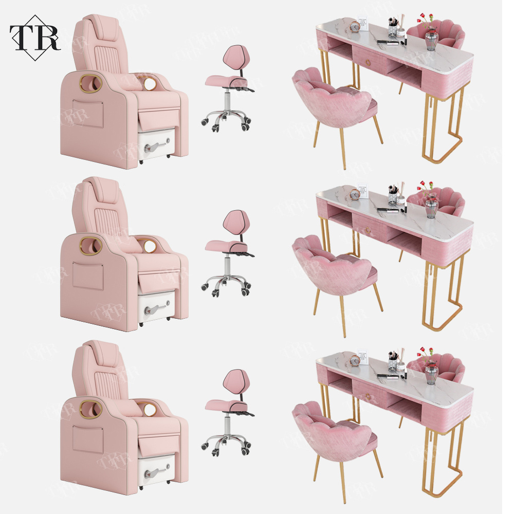 Turri Custom Pink Pedicure Manicure Nail Beauty Salon Station Furniture Chairs Table  Foot Massage Spa Luxury Chair For Sale